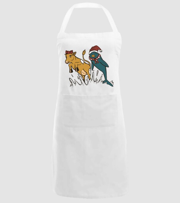 Delfin și Vacă de Crăciun model alb pe tricou