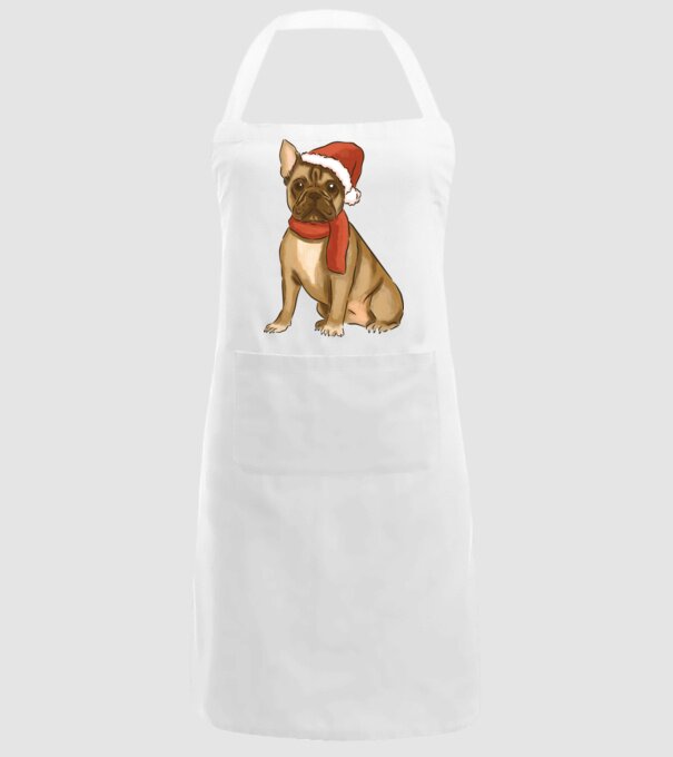 Bulldog francez de Crăciun model alb pe tricou