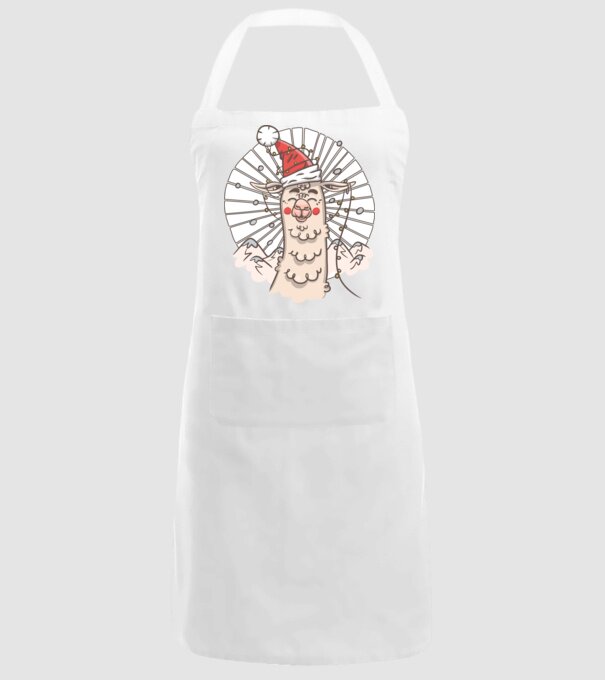 Llama de Crăciun model alb pe tricou