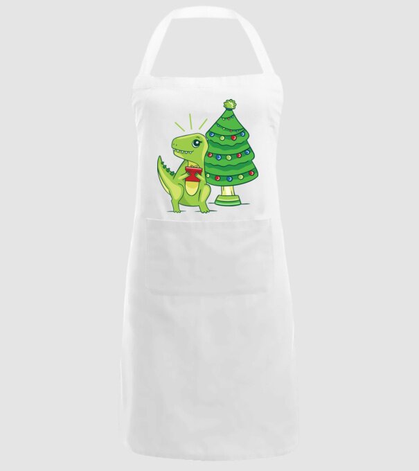 T-rex de Crăciun model alb pe tricou