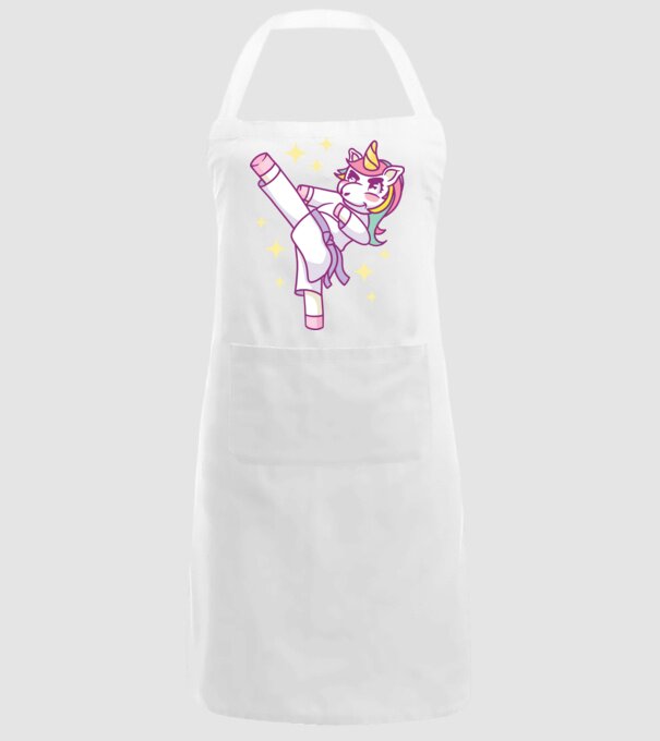 Karate unicorn model alb pe tricou