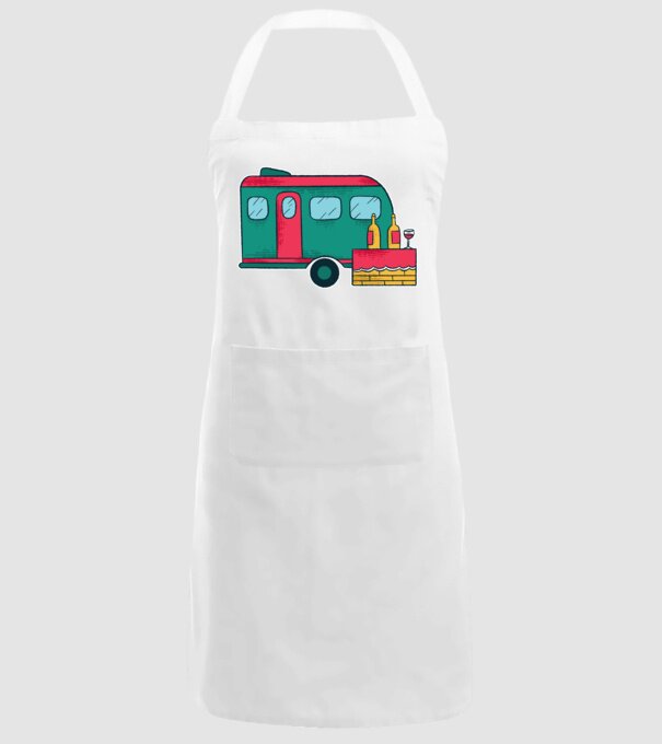 Autorulotă Camping model alb pe tricou