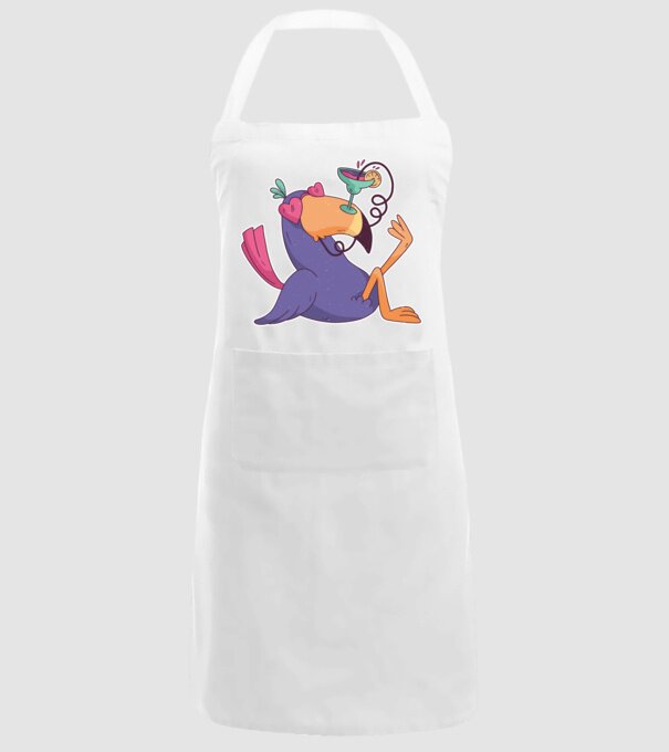 Toucan cu cocktail model alb pe tricou