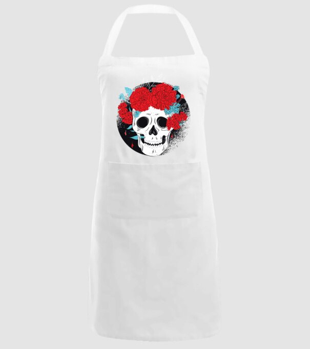 Craniu cu flori model alb pe tricou