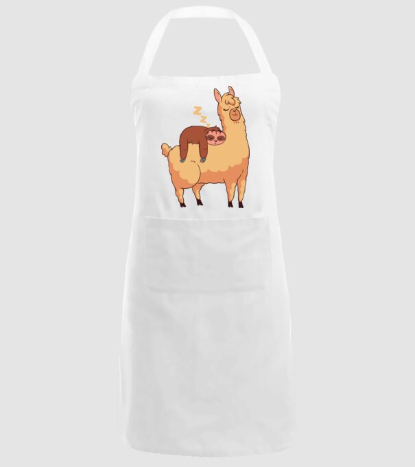Leneș dormind pe Llama model alb pe tricou