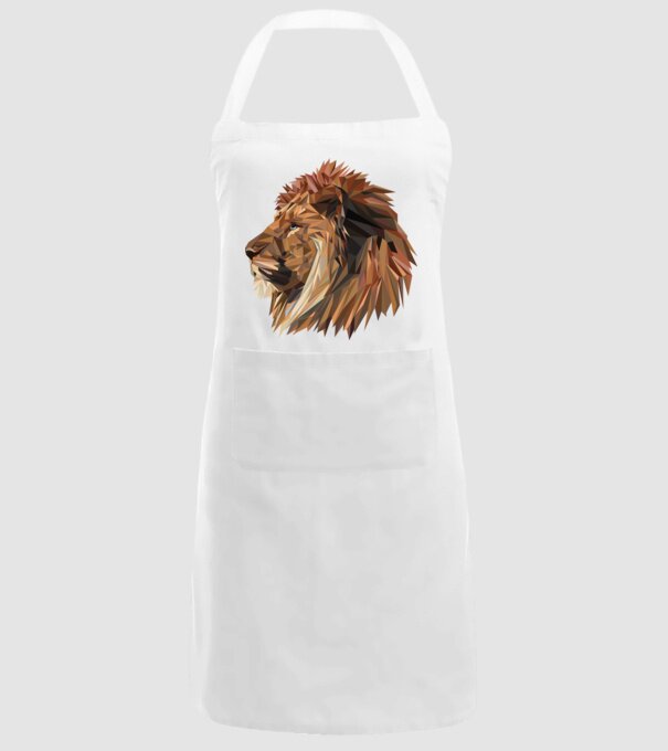 lion polygon model alb pe tricou
