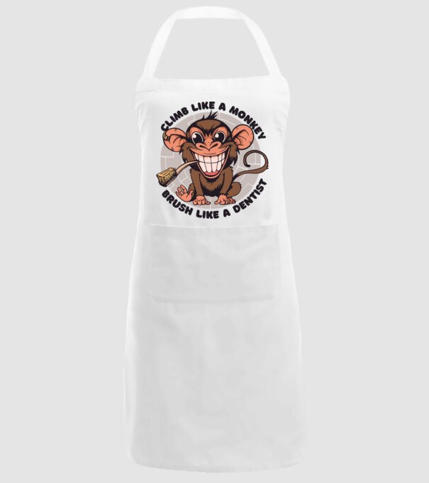 Periuță de dinți maimuță model alb pe tricou