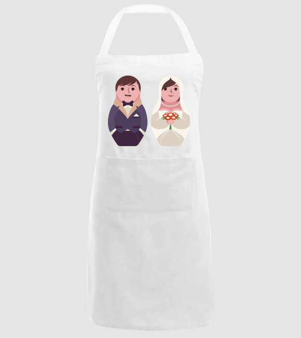Matrioșka Căsătorie model alb pe tricou