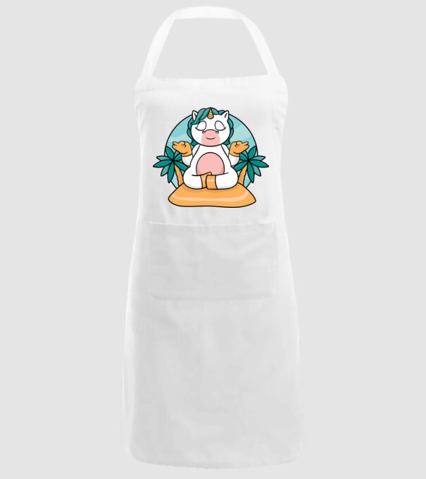 Unicornul meditator model alb pe tricou