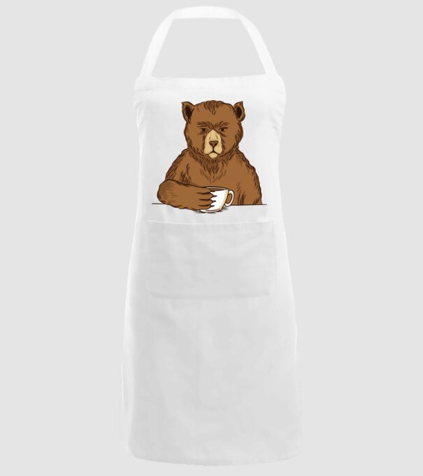 Urs cu cafea model alb pe tricou