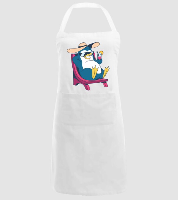 Pinguin cool stă la plajă la mare model alb pe tricou