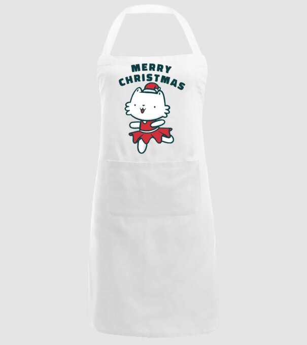 Pisică Merry Christmas model alb pe tricou