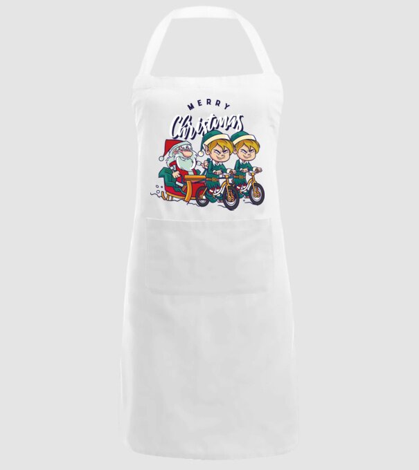 Merry Christmas Moș Crăciun cu sanie cu bicicletă model alb pe tricou