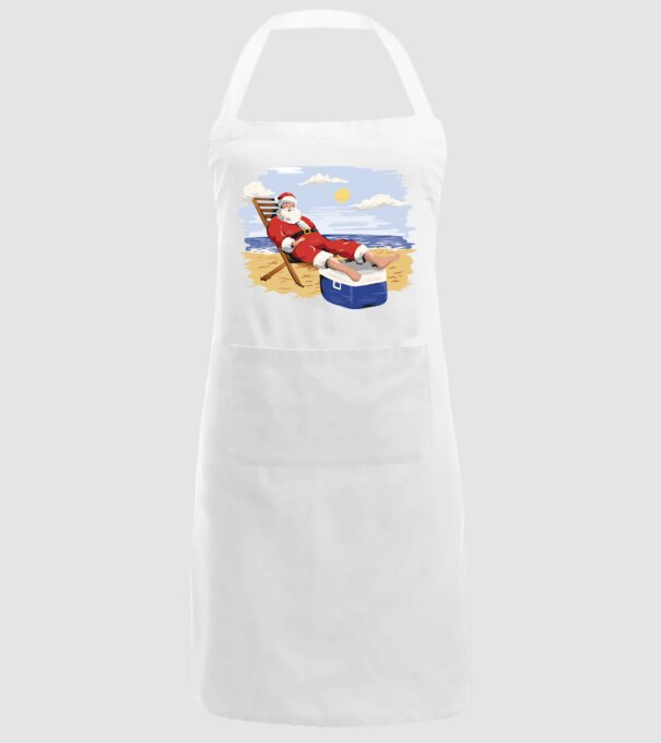 Moș Crăciun În vacanță model alb pe tricou