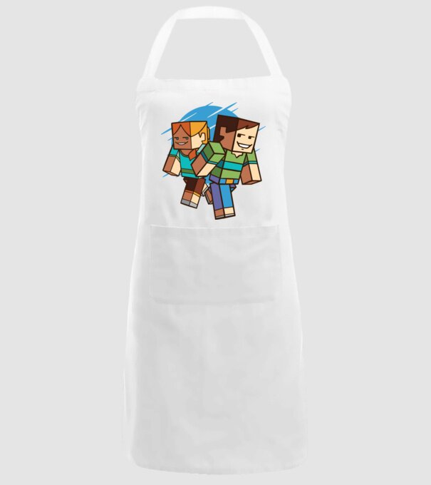 Caractere Minecraft model alb pe tricou