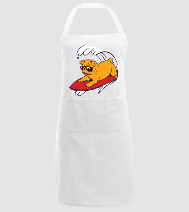 Mops Surf model alb pe tricou