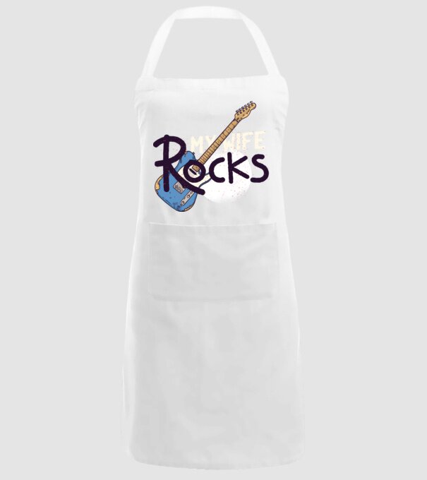 My wife rocks - Soția mea e tare model alb pe tricou