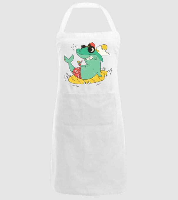 Rechin la plajă model alb pe tricou