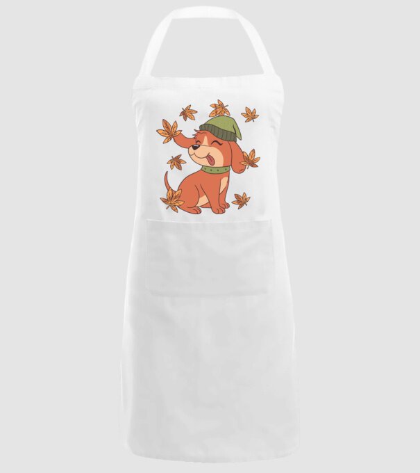 Câine Toamna model alb pe tricou