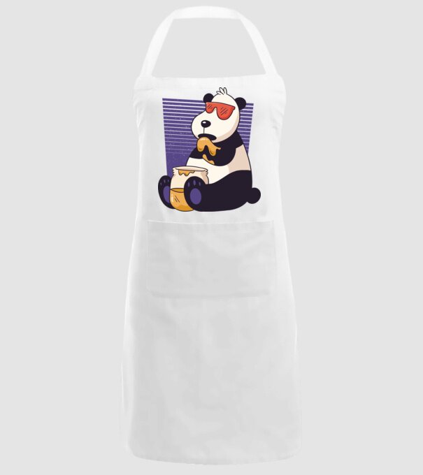 Panda cu miere model alb pe tricou