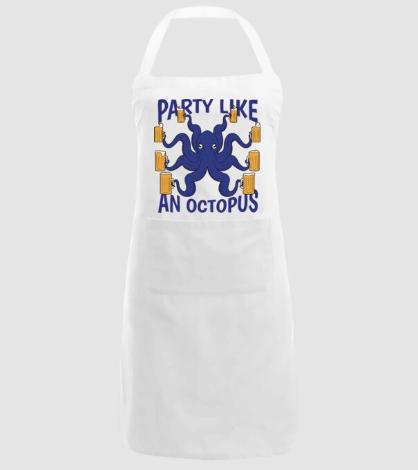 Party Like An Octopus model alb pe tricou