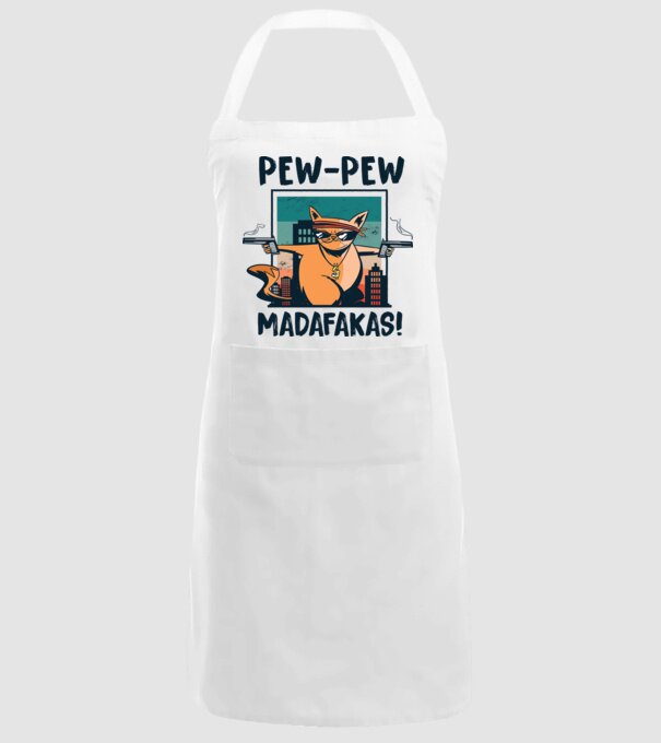 Pew Pew Pew Madafakas Pisică dark model alb pe tricou