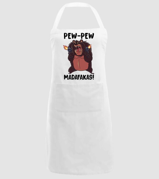 Pew Pew Pew Madafakas Urs alb model alb pe tricou