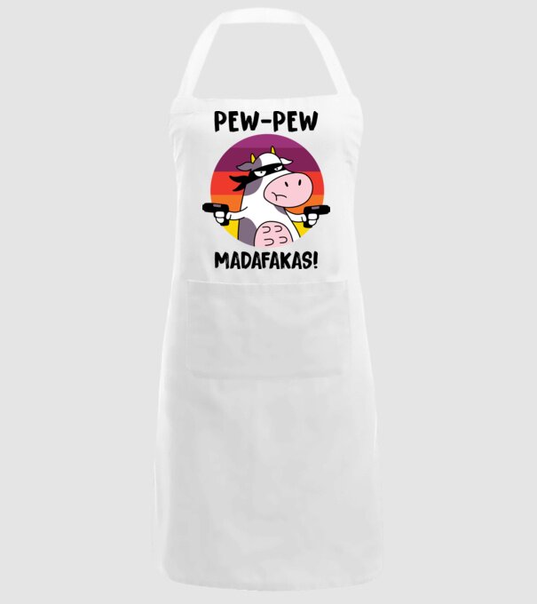 Pew Pew Pew Madafakas Vacă alb model alb pe tricou