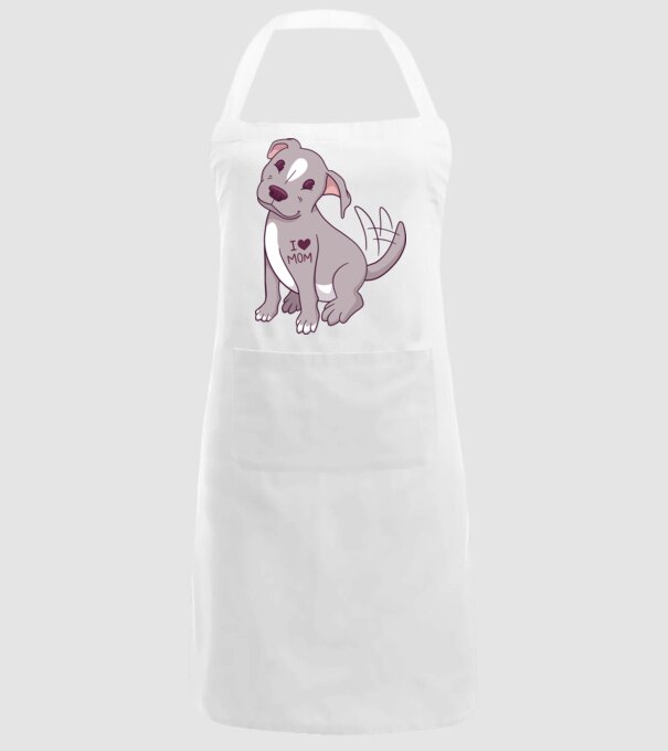 Pitbull - I Love Mom model alb pe tricou