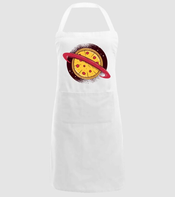 Pizza Planetă model alb pe tricou