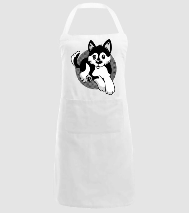 Câine Pomsky model alb pe tricou
