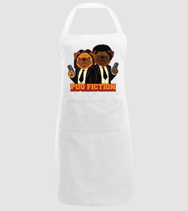 Pug Fiction Pugs Mops Pulp Fiction parodie model alb pe tricou