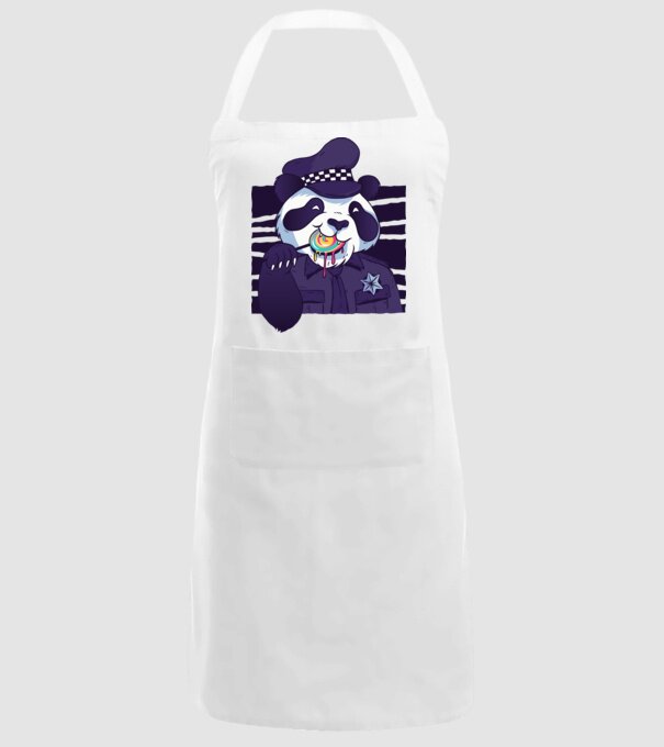 Panda polițist cu acadea model alb pe tricou