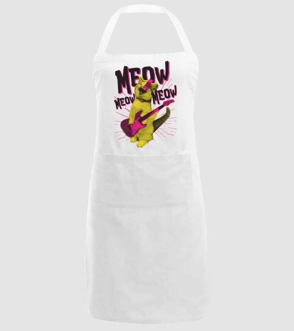 Pisică Rocker Meow model alb pe tricou