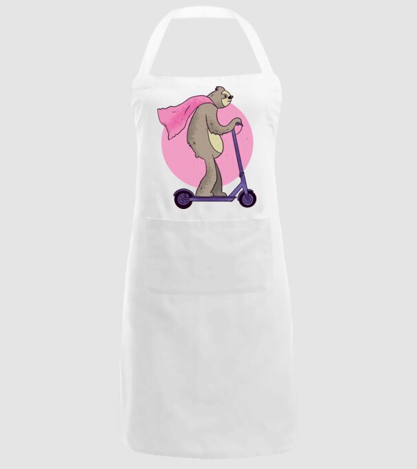 Leneș cu Trotinetă model alb pe tricou