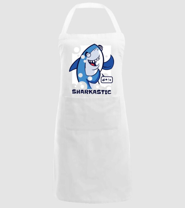 Sharkastic - Rechinul sarcastic model alb pe tricou