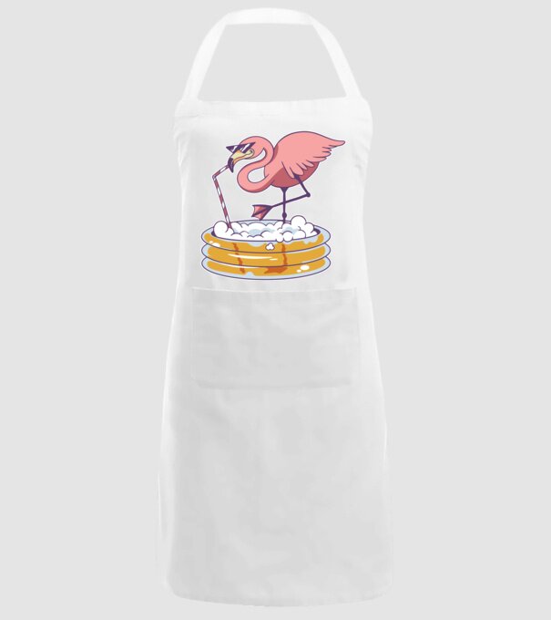 Flamingo cu bere model alb pe tricou