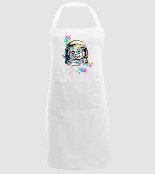 Space Cat model alb pe tricou