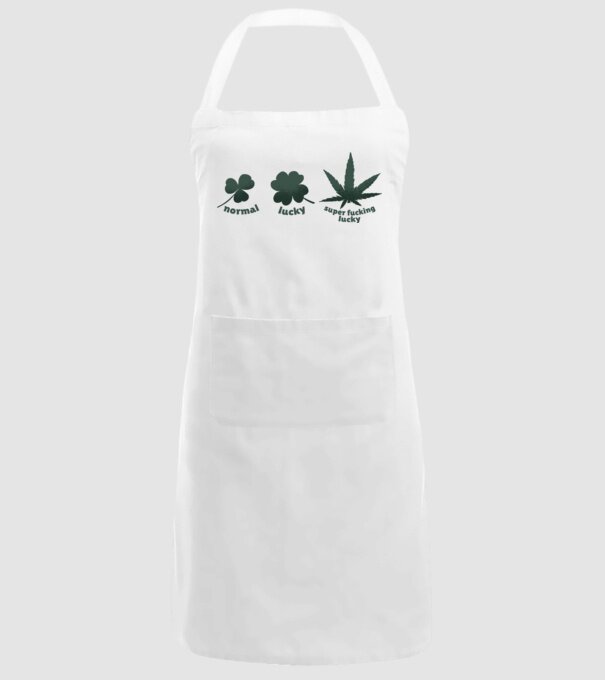 Super F*cking Lucky Cannabis model alb pe tricou