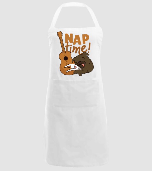 Timp pentru siestă - mops drăguț cu iepuraș și chitară model alb pe tricou