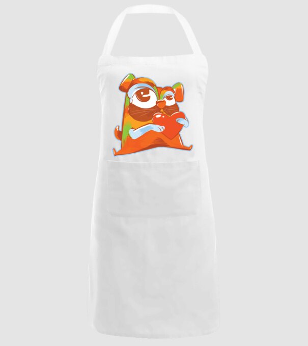 Mops colorat model alb pe tricou