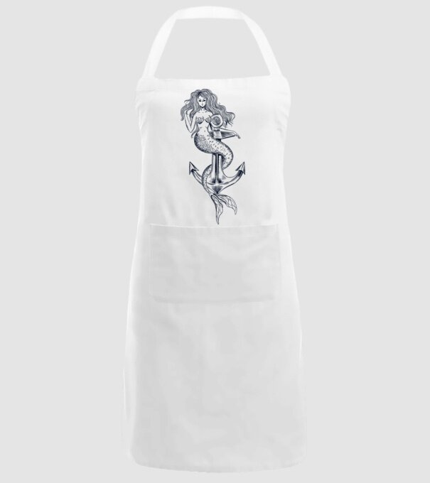 Ancoră sirenă model alb pe tricou
