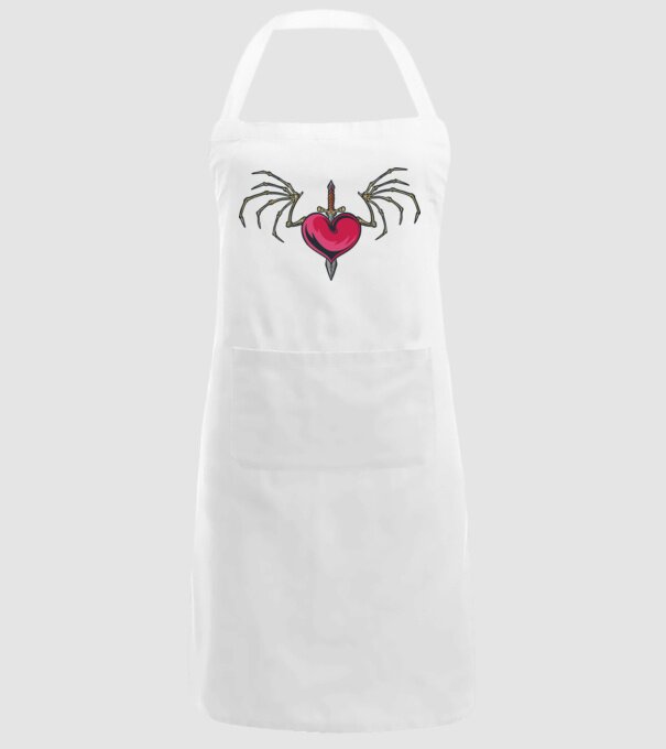 Inimă cu sabie model alb pe tricou