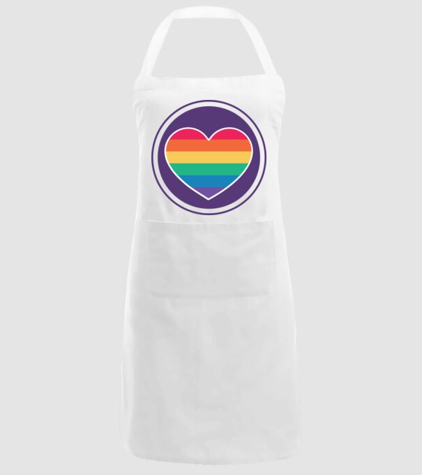 Inimă curcubeu model alb pe tricou
