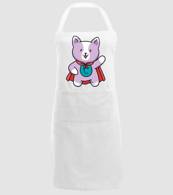 Pisică Supererou model alb pe tricou