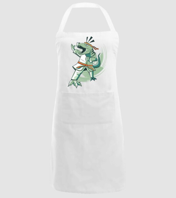 T-rex Karate model alb pe tricou
