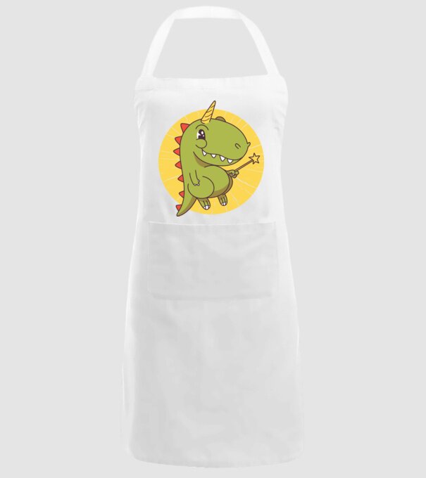 T-rex Unicorn cu baghetă magică model alb pe tricou