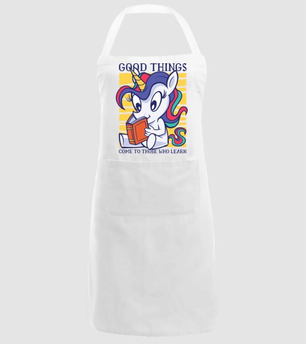 Student unicorn model alb pe tricou