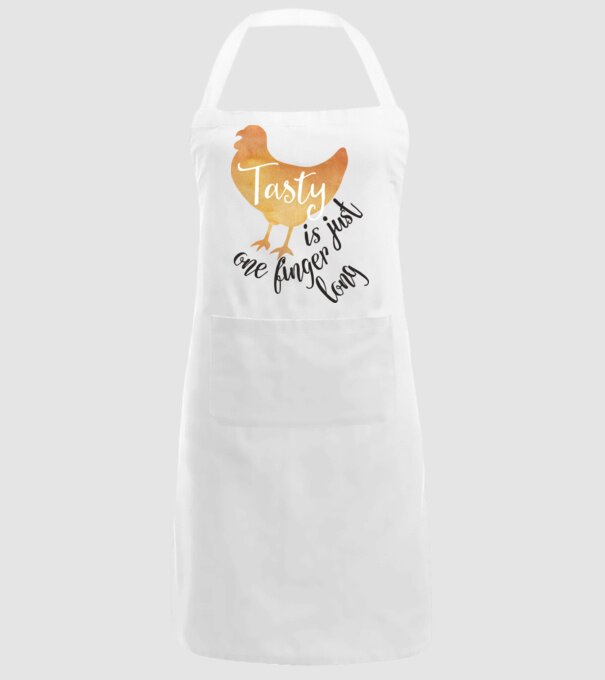 Tasty is just one finger long model alb pe tricou