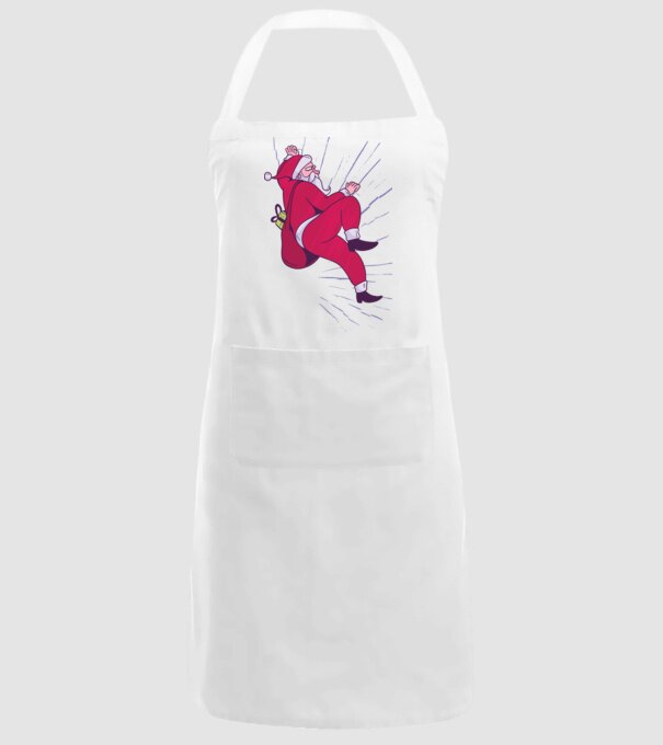 Moș Crăciun se cațără cu cadouri - tricou Crăciun model alb pe tricou